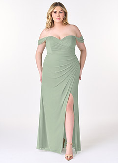 Azazie Tessa Bridesmaid Dresses Dusty Sage Sheath Sweetheart Off-The-Shoulder Mesh Convertible Dress image8