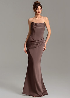Azazie Adrienne Bridesmaid Dresses Ganache Mermaid Corset Stretch Satin Convertible Dress image1