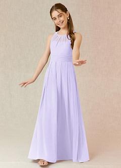 Azazie Bibiane Junior Lilac A-Line Pleated Chiffon Dress image4