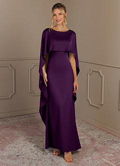 Azazie Eli vestidos de madre de la novia Vestido de Uva de Satén Elástico de Recto con Cuello de barco image1