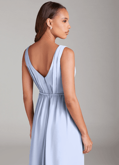 Azazie Tanicia Bridesmaid Dresses Ice A-Line Pleated Chiffon Dress image6