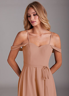 Azazie Aaron Final Sale Champagne Rose A-Line Off the Shoulder Chiffon Convertible Dress image2