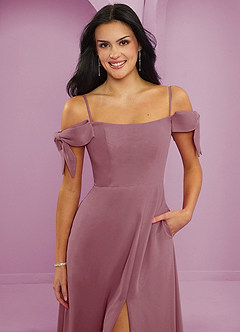Barbie ♥ Azazie Bridesmaid Dresses Vintage Mauve A-Line Off the Shoulder Chiffon Convertible Dress image3