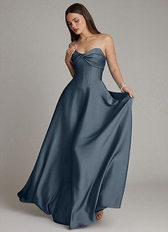 Azazie Meleena Bridesmaid Dresses Twilight A-Line Strapless Stretch Satin Dress image5