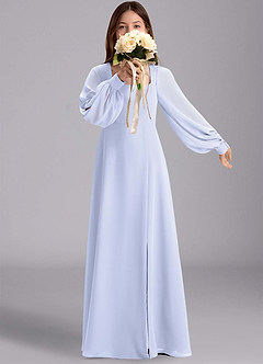 Azazie Bondi Junior Jurk van Chiffon met A-Lijn Blouson Lavendel image1