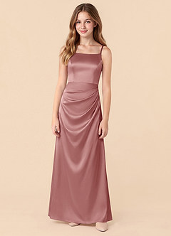 Azazie Renna Junior Dusty Rose Mermaid Pleated Stretch Satin Dress image5