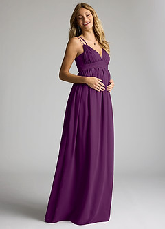 Azazie Emree Maternity Bridesmaid Dresses A-Line Chiffon Floor-Length Dress image2