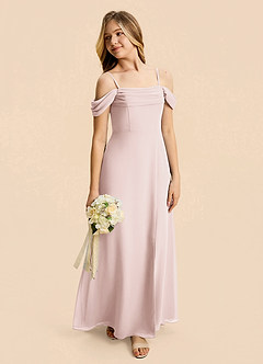 Azazie Lilly Junior Blushing Pink A-Line Pleated Chiffon Dress image5