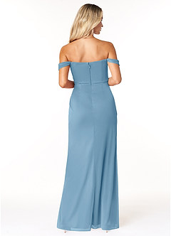 Azazie Tessa Bridesmaid Dresses Steel Blue Sheath Sweetheart Off-The-Shoulder Mesh Convertible Dress image6