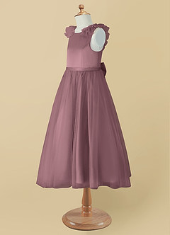 Azazie Dolly Final Sale Dusty Rose A-Line Bow Tulle Dress image9