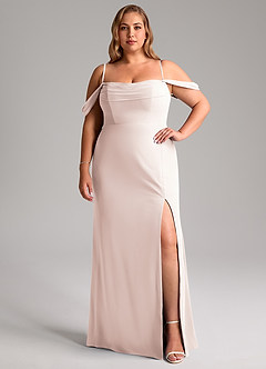 Azazie Saige Vestidos de madrinha de casamento Vestido Pétala De Rosa de Chiffon de Linha A com Fora do ombro image13