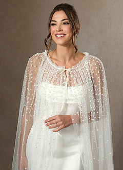 front Mantella in tulle con perle a cascata