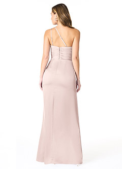 Azazie Eren Bridesmaid Dresses Blushing Pink Mermaid One Shoulder Stretch Satin Dress image2