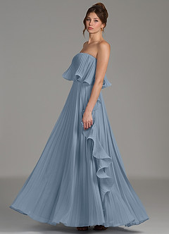 Azazie Alexia Bridesmaid Dresses Dusty Blue A-Line Ruched Chiffon Dress image5