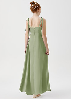 Azazie Rosey Junior Robe Trapèze en Satin extensible Encolure en Forme de Cœur Vert Sauge image2