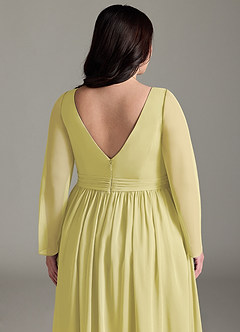 Azazie Teton Maternity Bridesmaid Dresses A-Line Long Sleeve Chiffon Floor-Length Dress image13
