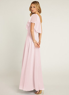 Azazie Lizzy Bridesmaid Dresses Blushing Pink A-Line One Shoulder Chiffon Dress image6