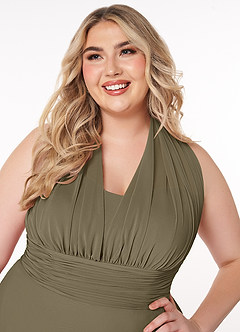 Azazie Fifi Jurken voor bruidsmeisjes Converteerbaar Jurk van Chiffon met A-Lijn Strapless Wilgengroen image16