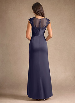 Azazie Santa Barbara Mother of the Bride Dresses Stormy Sheath Pleated Stretch Satin Dress image3