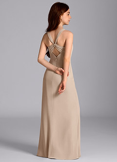 Azazie Mero Junior Meerjungfrau-Linie Plissee Chiffon Kleid Taupe image8