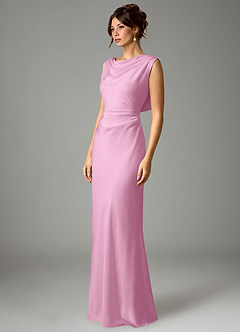 Azazie Kieryn Bridesmaid Dresses Candy Pink Mermaid Pleated Stretch Satin Dress image5