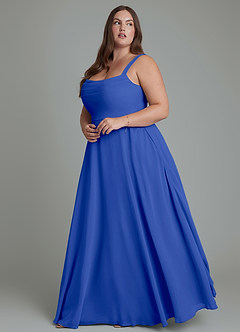 Azazie Shaude Bridesmaid Dresses Royal Blue A-Line Pleated Chiffon Dress image9