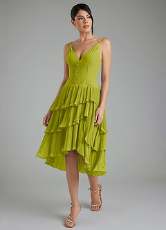 Azazie Rosa Bridesmaid Dresses Lemongrass A-Line Pleated Chiffon Dress image6