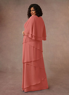 Azazie OHara Mother of the Bride Dresses Salmon Pink A-Line V-Neck Chiffon Dress image11