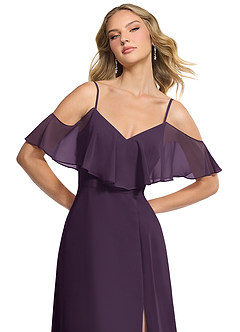 Azazie Jean Bridesmaid Dresses Plum A-Line Chiffon Convertible Dress image6
