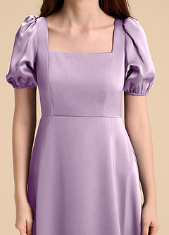 Azazie Briar Junior Vestido de Lila Esmerilada de Satén Elástico de Corte en A con Lazo image8