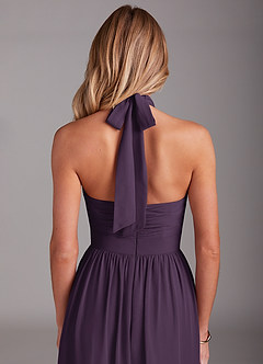 Azazie Avary Bridesmaid Dresses Plum A-Line Pleated Chiffon Dress image7