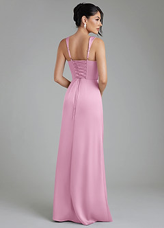 Azazie Sierra Bridesmaid Dresses Candy Pink A-Line Corset Stretch Satin Dress image2