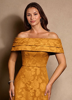 Azazie New Britain Kleider für die Brautmutter A-Linie Plissee Blumen-Burnout Kleid Butterscotch image5