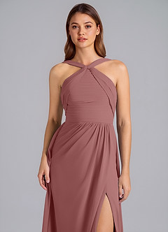 Azazie Mianna Bridesmaid Dresses Desert Rose A-Line Pleated Chiffon Dress image6