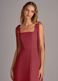 Azazie Debra Bridesmaid Dresses Pomegranate A-Line with Pockets Chiffon Convertible Dress image7