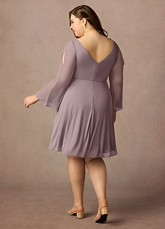 Azazie Teraso Final Sale Dusk A-Line Pleated Mesh Dress image10