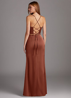 Azazie Brookelle Bridesmaid Dresses Clay Sheath Sweetheart Corset Stretch Satin Dress image3