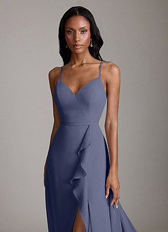 Azazie Naeem Bridesmaid Dresses Stormy A-Line V-Neck Ruffle Chiffon Dress image6