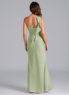 Azazie Driea Robes de demoiselle d'honneur Robe Sirène en Satin extensible Ue épaule Vert Sauge image2