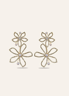 front Orecchini vistosi con perle di cristallo a forma di fiore