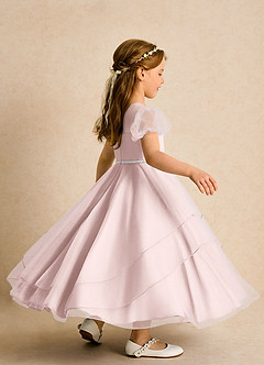 Azazie Duckie Abiti da Ragazza di Fiori Abito Principessa in Tulle Plissettato Rosa Rossore image2
