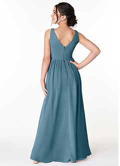 Azazie Sawyer Junior Bermuda A-Line Pleated Chiffon Dress image2