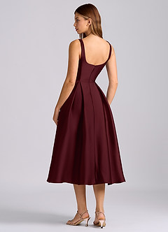 Azazie Amalie Bridesmaid Dresses Cabernet A-Line Pleated Stretch Satin Dress image5