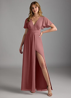 Azazie Zaniah Bridesmaid Dresses Desert Rose A-Line Chiffon Dress image4