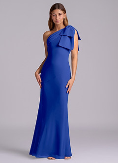 Azazie Yuanna Bridesmaid Dresses Royal Blue Mermaid One Shoulder Chiffon Dress image4