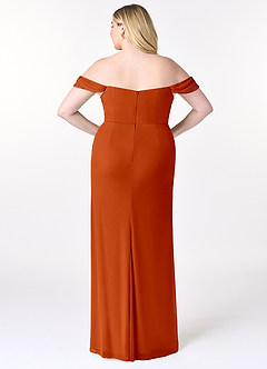 Azazie Tessa Brautjungfernkleider Wandelbar Etui Schulterfreier Schatz Gittergewebe Kleid Paprika image9