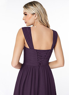 Azazie Angie Bridesmaid Dresses Plum A-Line Corset Chiffon Dress image3
