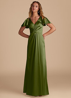 Azazie Soren Final Sale Auburn A-Line Pleated Metallic Satin Dress image3