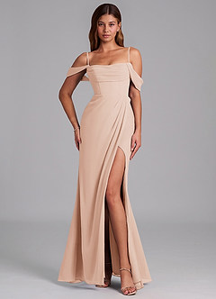 Azazie Johana Jurken voor bruidsmeisjes Converteerbaar Jurk van Chiffon met Zeemeermin Off the Shoulder Engelse Roos image4