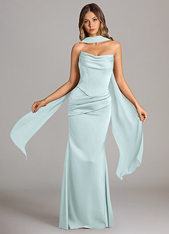 Azazie Sorrel Bridesmaid Dresses Sea Glass Mermaid Strapless Stretch Satin Convertible Dress image1